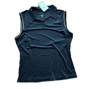 NWT WOMEN'S NIKE‎ GOLF DRI-Fit Sleeveless Polo Sz XL Black Athletic
